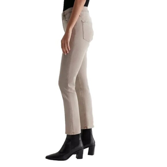AG Adriano Goldschmied Women's 28 Beige Mari Crop Mid-Rise Slim Straight Jeans - Picture 3 of 13